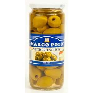 MP GREEN PITTED OLIVES 500g x 12