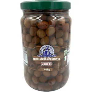 SICILIAN BLACK PITTED OLIVES 1.6 x 2